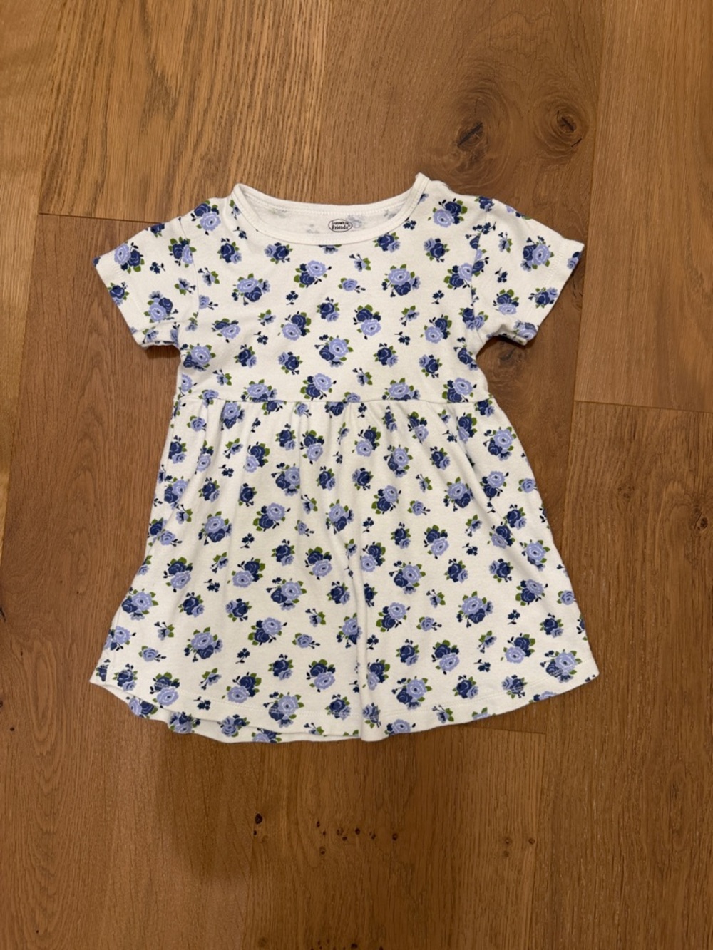 Luvable Friends White Dress with Blue Floral Print
